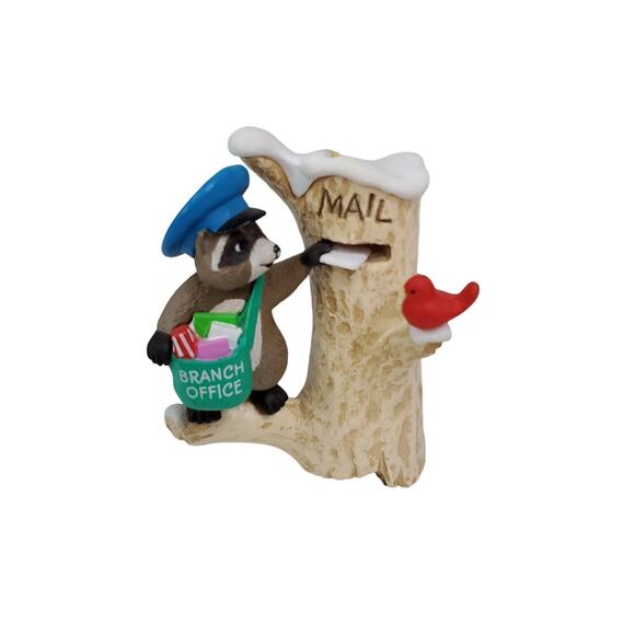 HALLMARK Artists Favorites CHRISTMAS ORNAMENT MAIL CALL POSTAL CARRIER RACCOON - Picture 6 of 12
